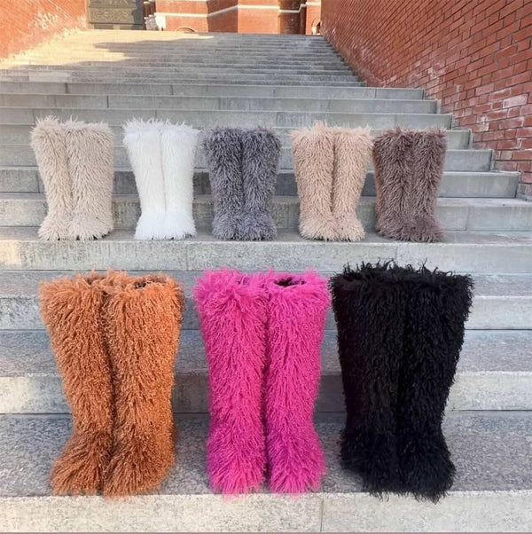 Mongolian Thigh High Fur Boots
